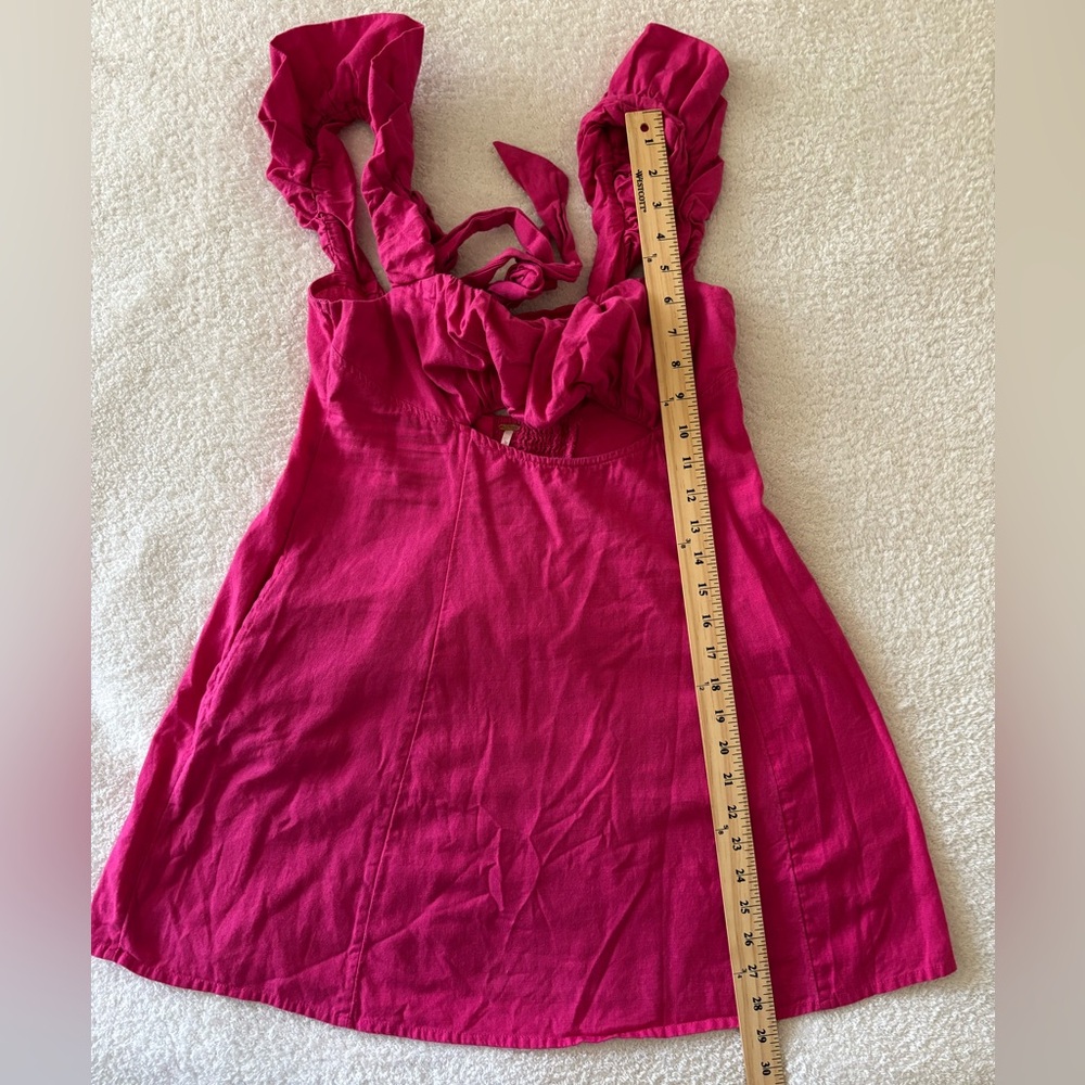 Free People Vibrant Pink Smocked Dress Size XS - Picture 6 of 12